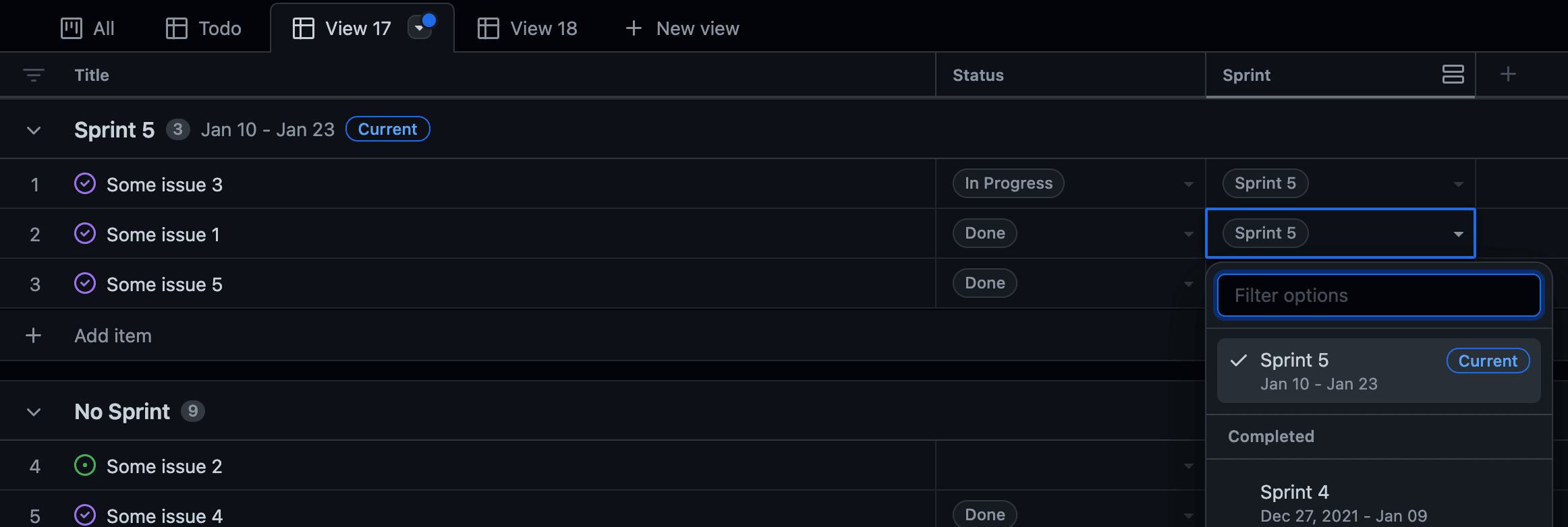 Assigning Iteration type field to the issues